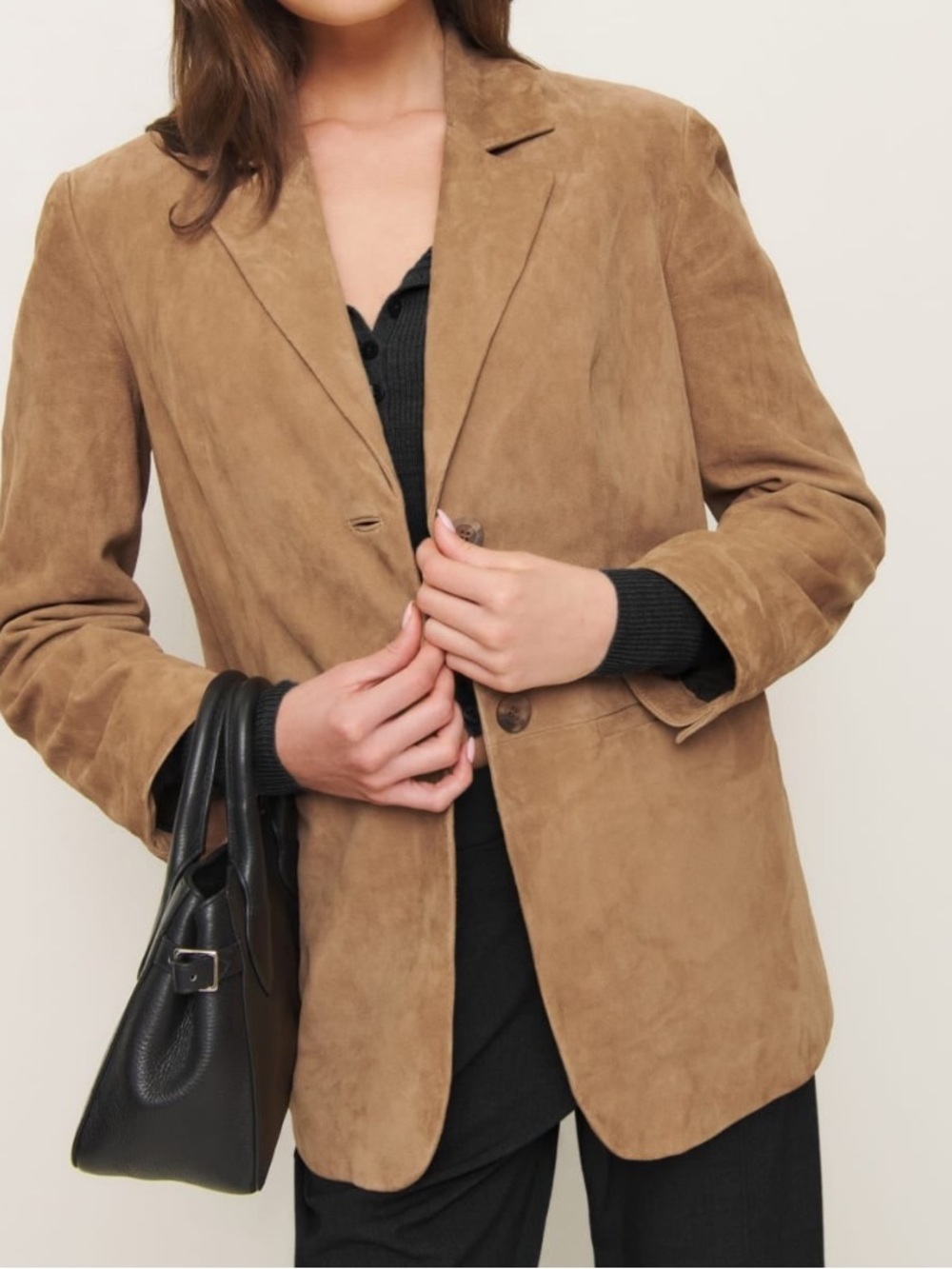 Chico's camel tan Suede-Look Single-Button Blazer - Picture 4 of 12